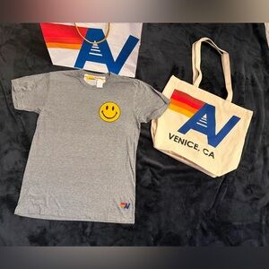 - NWT Aviator Nation Smiley T-Shirt  Medium and Tote Bag